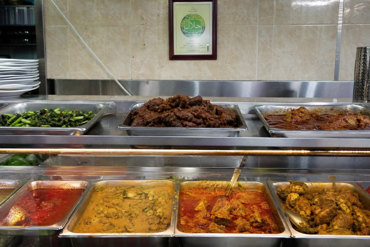 A halal-certified Malay hawker stall